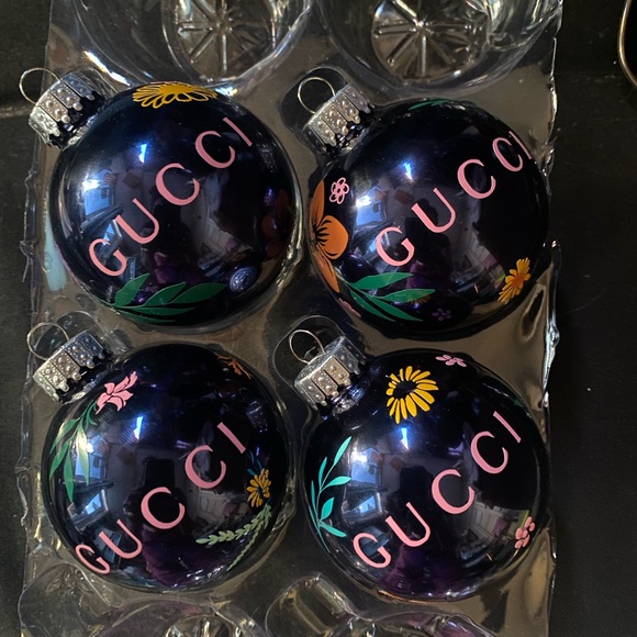 Gucci Floral Lux Glass Christmas Ornament Set of 4 - Picture 6 of 8